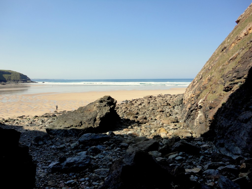 View of the beach from the mine workings, Cornish Rock Pools