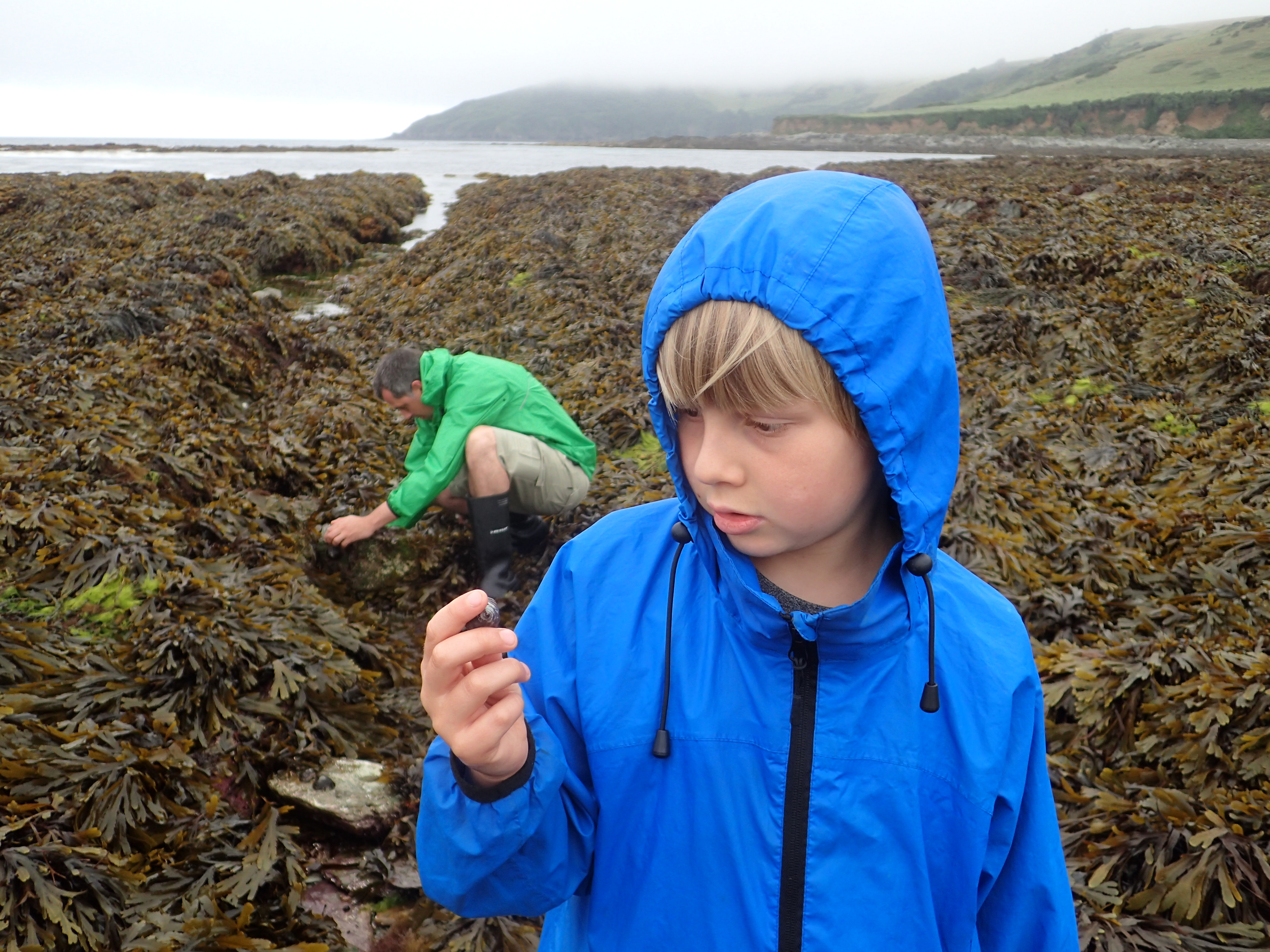 Junior and Other-Half exploring Hannafore in the rain