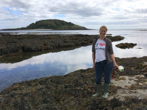 Trend setting in my waterlogged wellies and 'I love sea slugs' t-shirt.